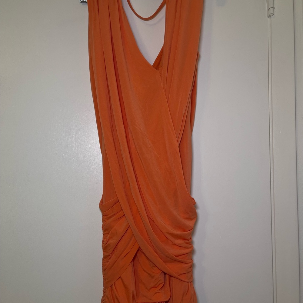 Elegant Orange Draped Dress
